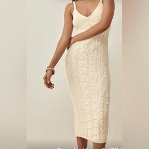 Reformation Natale Cotton Sweater Dress Ivory